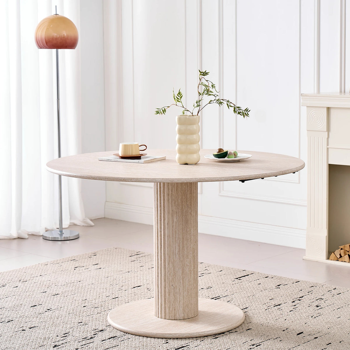Moderno Simple Round Dining Mesa, Solid Madera Stable Base Dining Mesa for 4-6 People, Suitable for Dormitorio/Salón