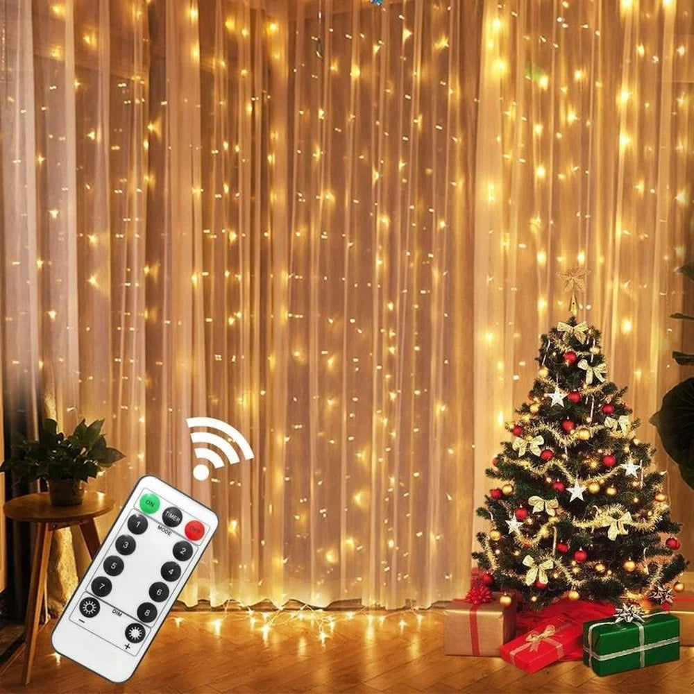 Navidad Luces Curtain Guirnalda Merry Decoraciones navideñas For Hogar Navidad Adornos Xmas Regalos Navidad 2021 Año Nuevo Decor
