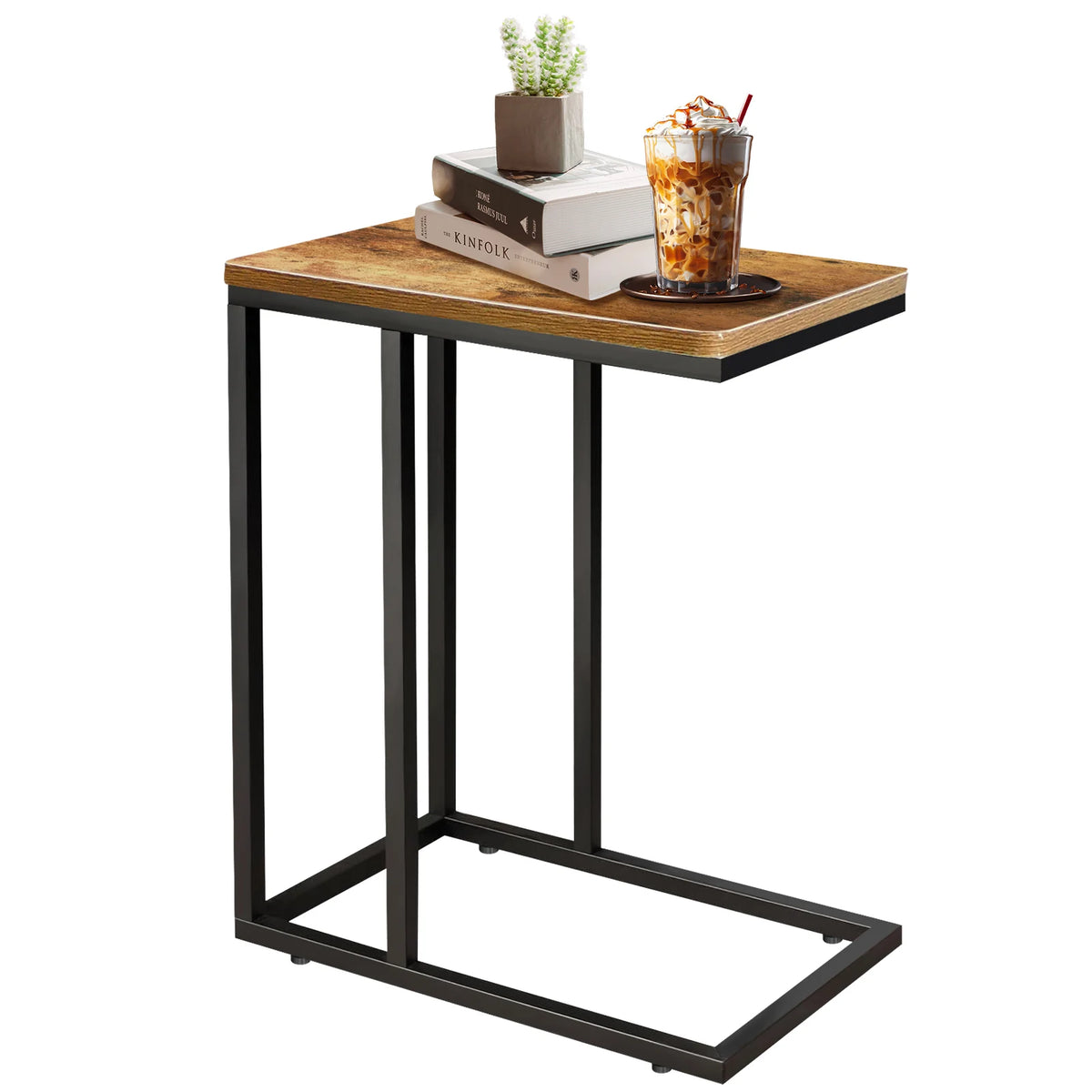 Side Mesa C Shaped Small Corner Mesa Bedside Snack Mesa with Metal Frame, Laptop Holder Mesa Coffee Mesa for Sofa, Living