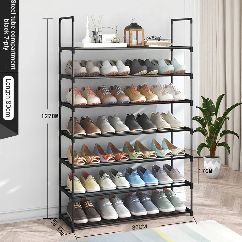 Black Elevated Shoe Rack Small Simple Multi-layer Shoe Cabinet Hogar Entrance Rental Housing Dormitory Storage Rack