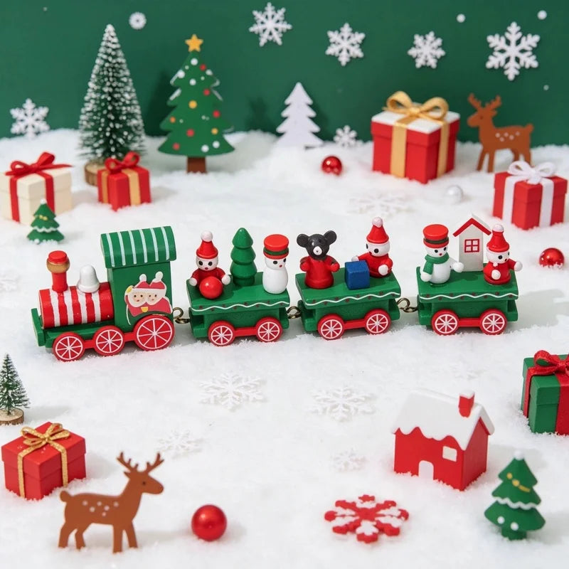Navidad Tren Decoración with Charming Pintado Design Decoraciones navideñas De sobremesa Display window display Regalos