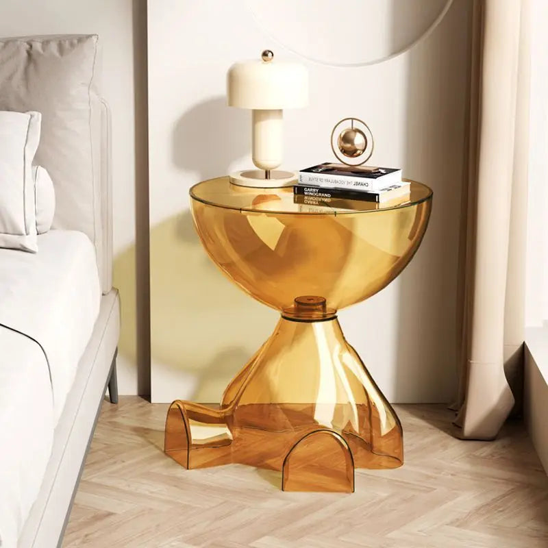 Transparent Adornos bear coffee Mesa sofa Salón bedside Mesa storage rack bedside small net red coffee Mesa