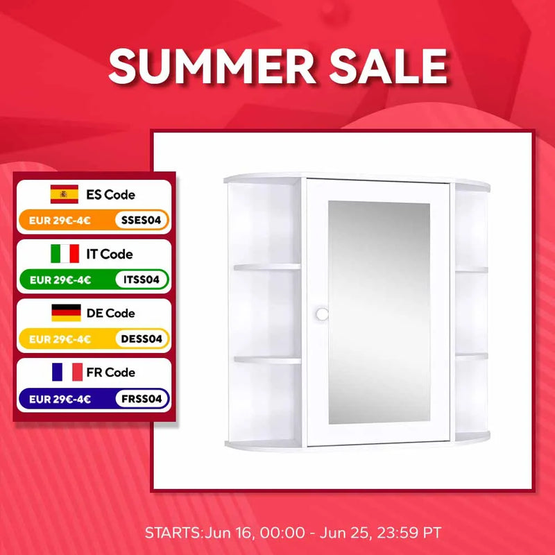 Homcom Bathroom Cabinet with Mirror with 1 Puerta 2 Interior Shelves 66X17X63 cm