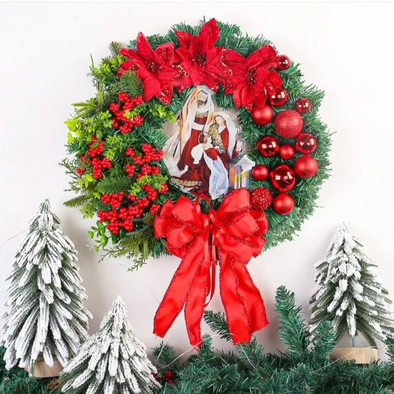 Festivo Decor 30cm Navidad Corona Frosted Branches Red Berries Navidad Guirnalda Plastic Navidad Decoración Window