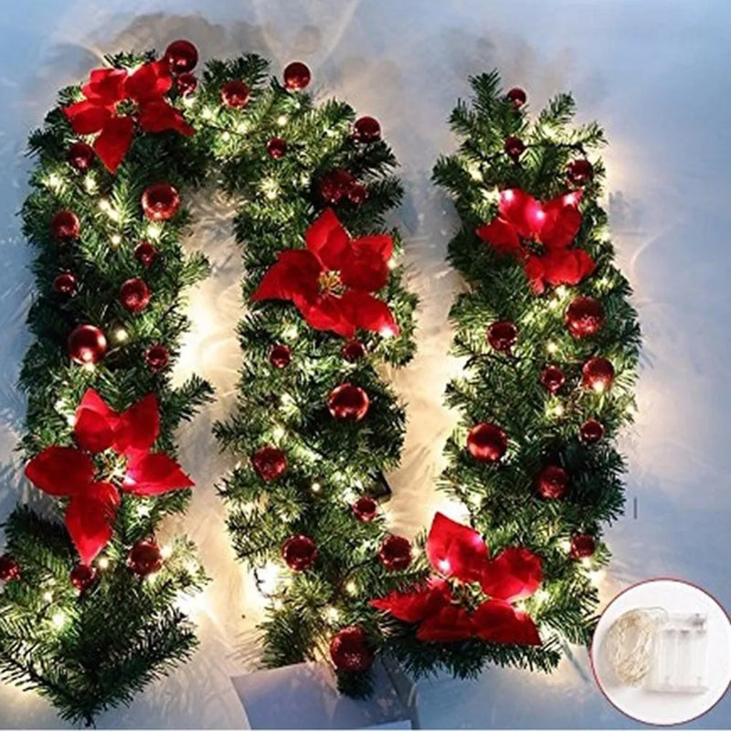 2.7M 5 Colors Decoraciones navideñas Guirnalda Decoración Ratán Luces Corona Decorado Repisa Chimenea Escaleras Pared Puerta Decor