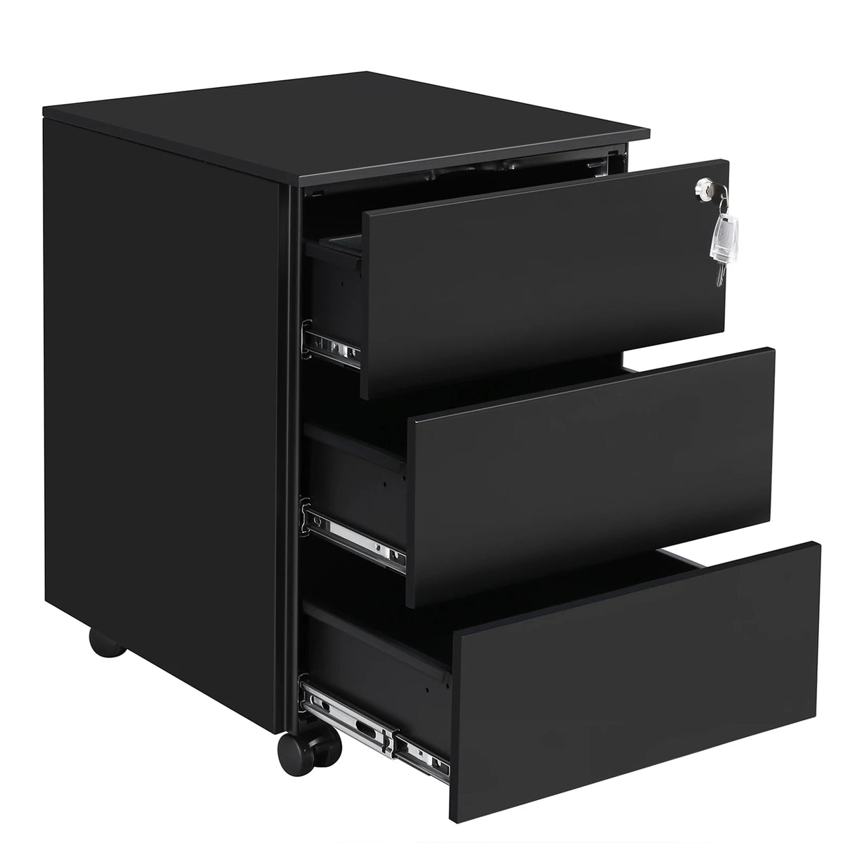 SONGMICS office Roll Container Metal Lockable 3 Drawers Pre-assembled