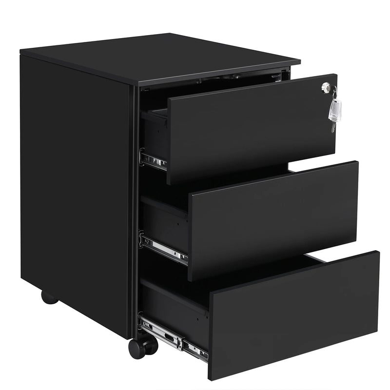 SONGMICS office Roll Container Metal Lockable 3 Drawers Pre-assembled